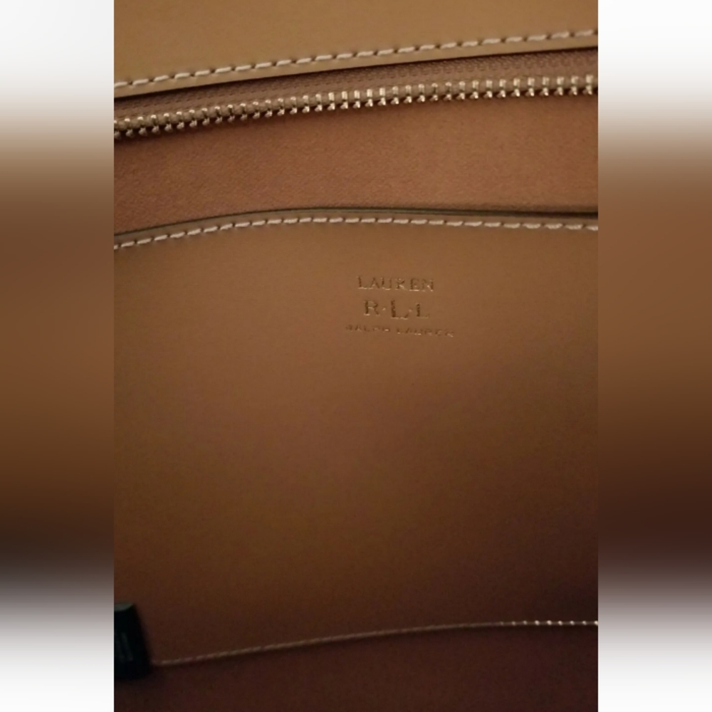 LAUREN BY RALPH LAUREN Harper Parker Tan Leather Tote Large $244 NWOT - Picture 8 of 11